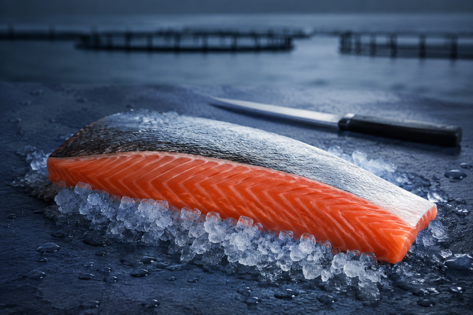 Raw salmon fillets